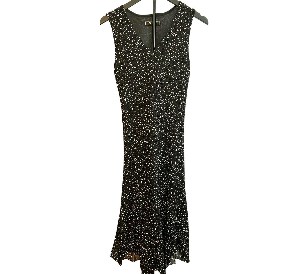 VTG Lily Black Multi Confetti Polka Dot Size M Handkerchief Hem Whimsigoth Dress